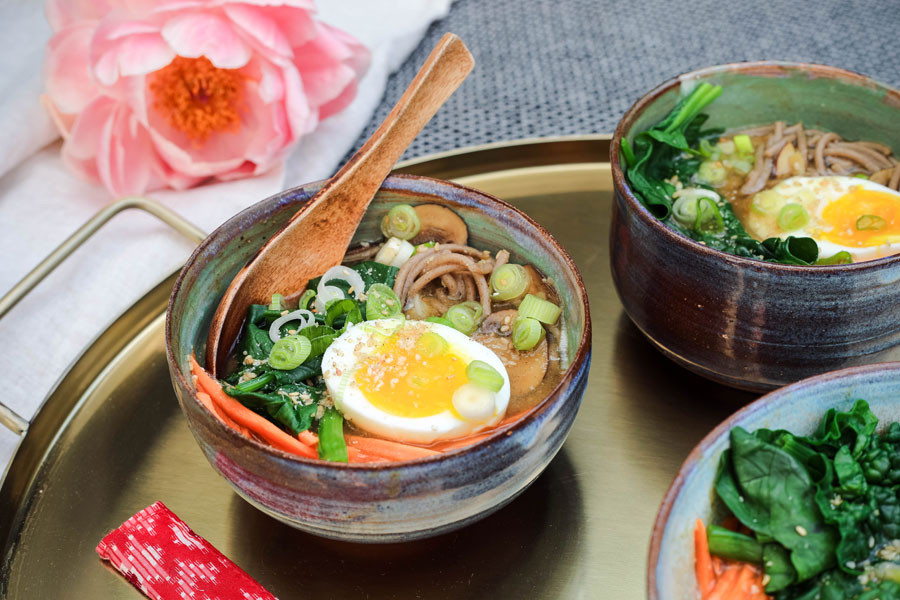 Miso soup with Buckwheat Spaghetti
