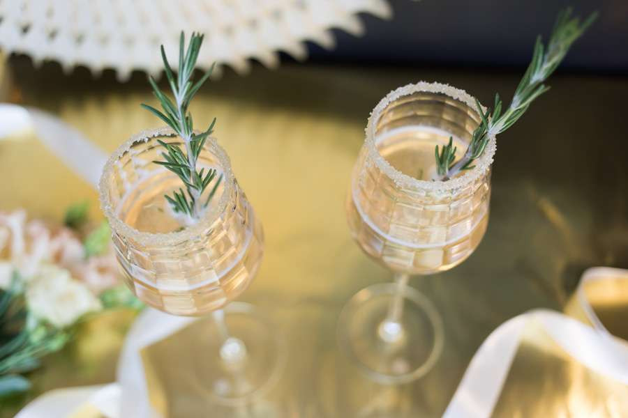 Prosecco Cocktail with Raspberry and Rosemary