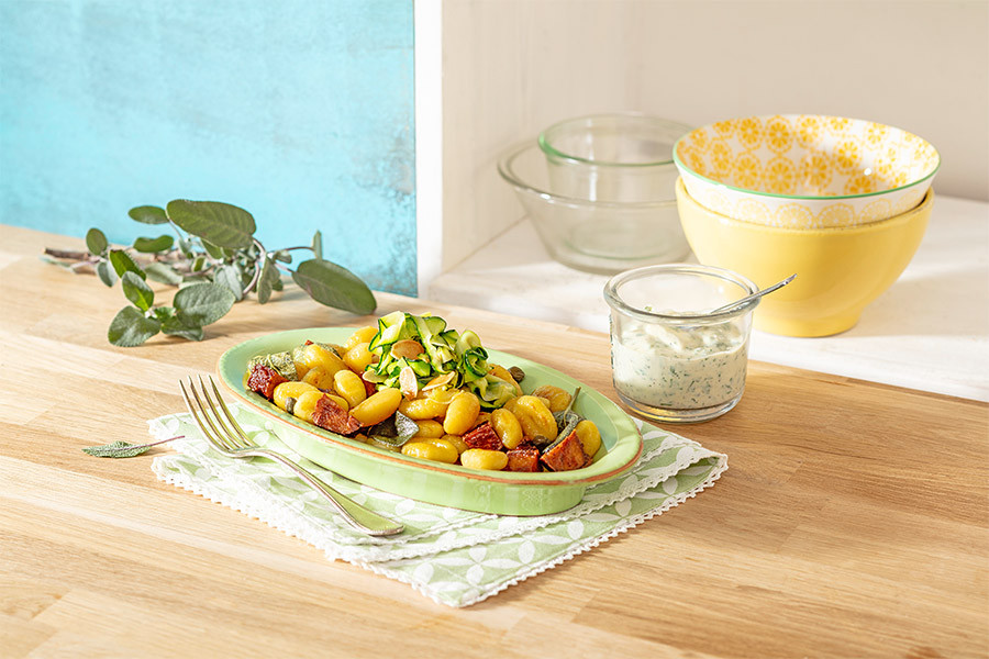 Delicious sage almond gnocchi with herb curd