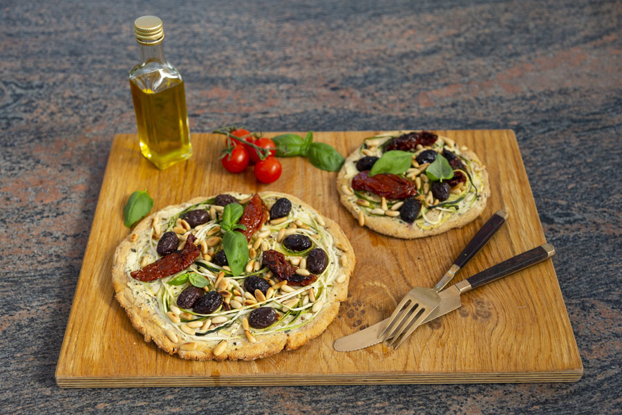 Gluten-free Zuchinelli pizza from chick peas flour