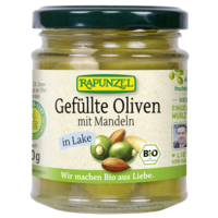 Green olives filled with almonds in brine