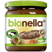 160283 bionella chocolate hazelnut spread, vegan HAND IN HAND