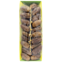 Dates with pit, Deglet Nour in a paper bowl HAND IN HAND